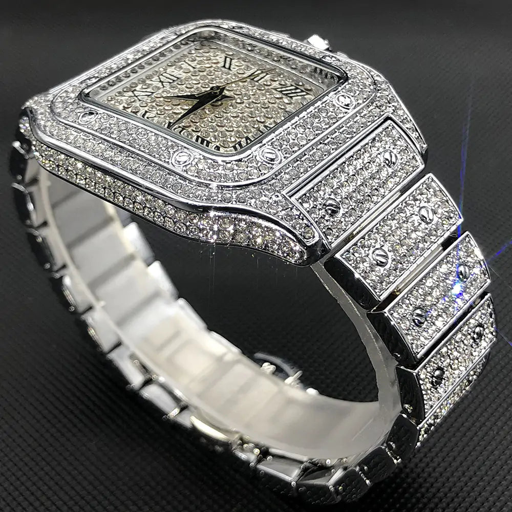 Ice Out Diamond Square Watch for Men- Father Day Gift- Christmas Gift